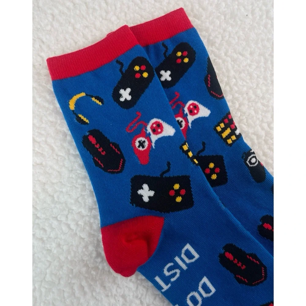 (NWOT) Blue/Red Novelty Gamer Tall Socks